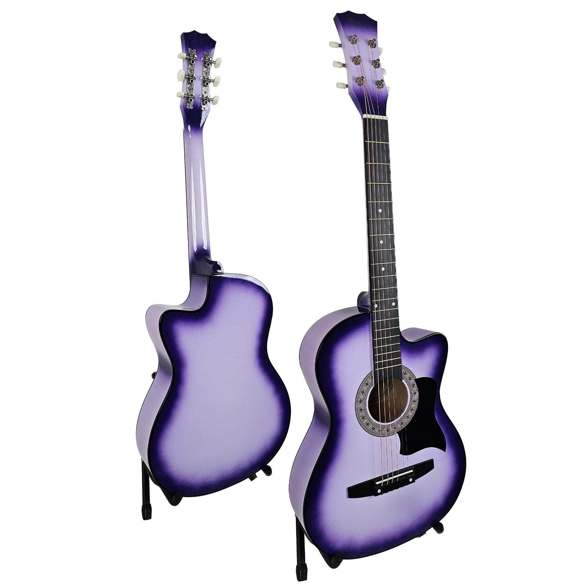 Purple colour - 38in Pro Cutaway Acoustic Guitar with Carry Bag - Purple Burst