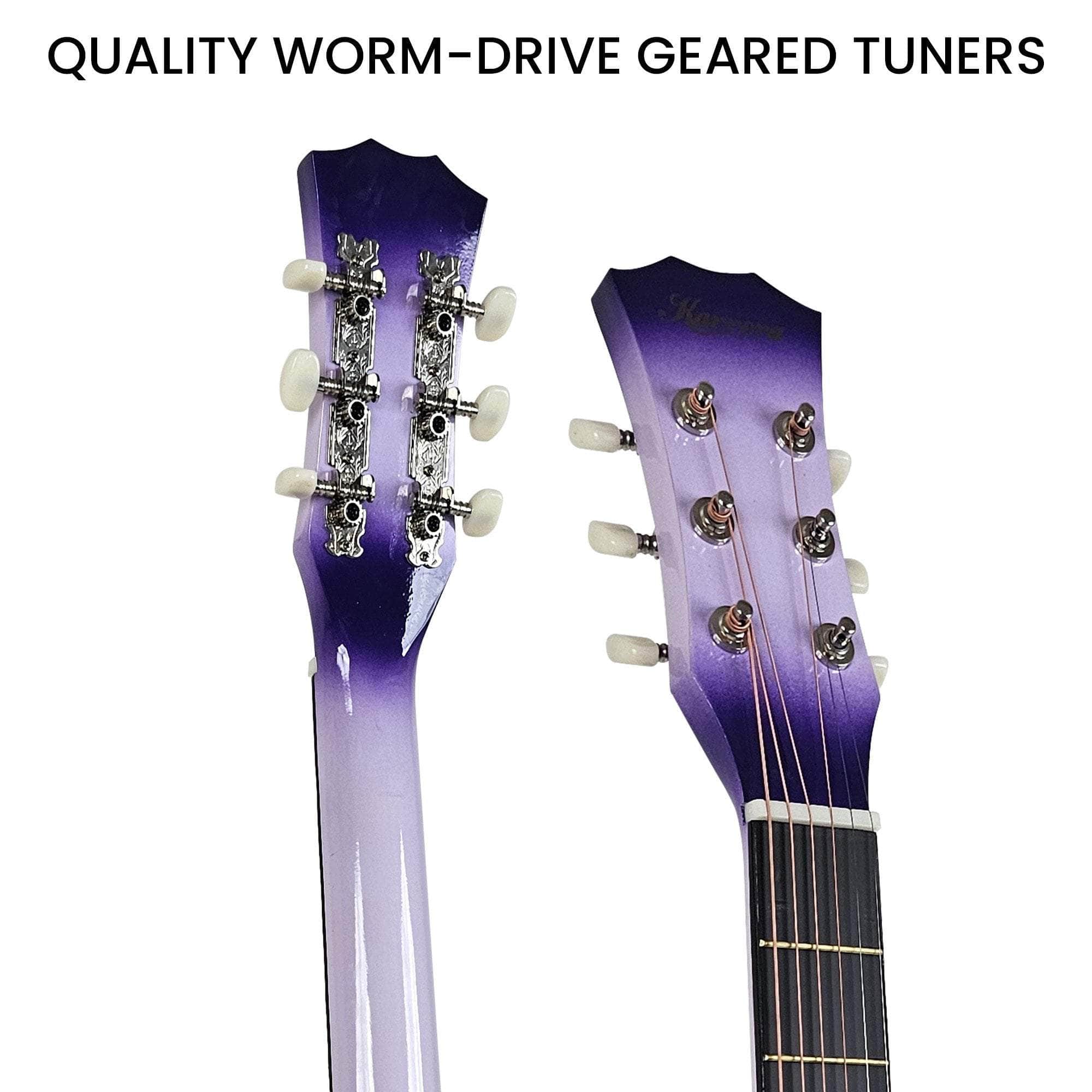 38in Pro Cutaway Acoustic Guitar with Carry Bag - Purple Burst with guitars