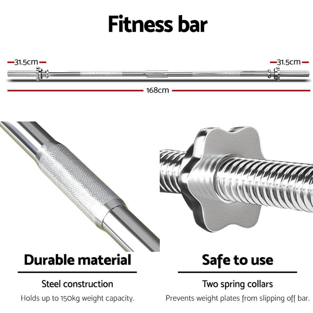 38Kg Barbell Set Weight Plates Bar Lifting Bench 168Cm