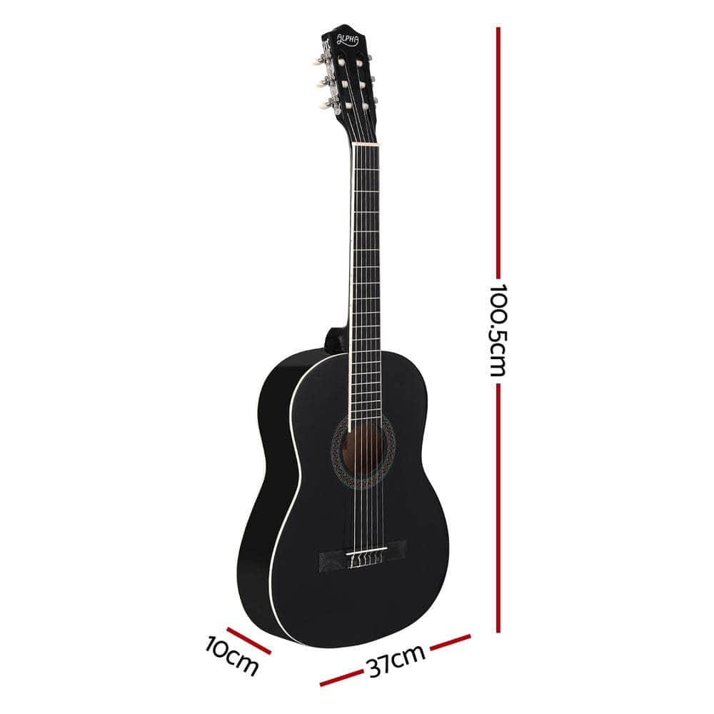 39 Inch Classical Guitar Wooden Body Nylon String Beginner Gift Black | Wooden finish