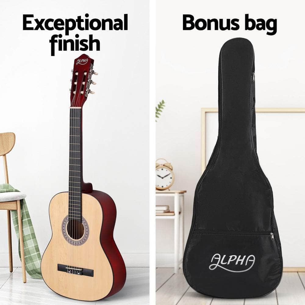 Guitars - 39 Inch Classical Guitar Wooden Body Nylon String Beginner Gift Natural