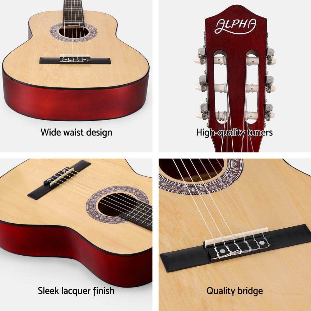 39 Inch Classical Guitar Wooden Body Nylon String Beginner Gift Natural | Guitars