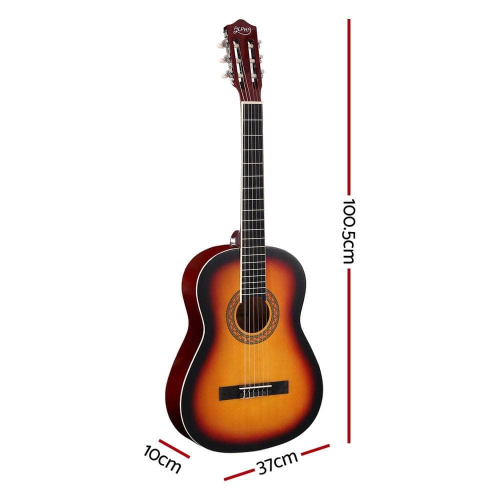 Guitars - 39 Inch Classical Guitar Wooden Body Nylon String Beginner Gift Sunburst