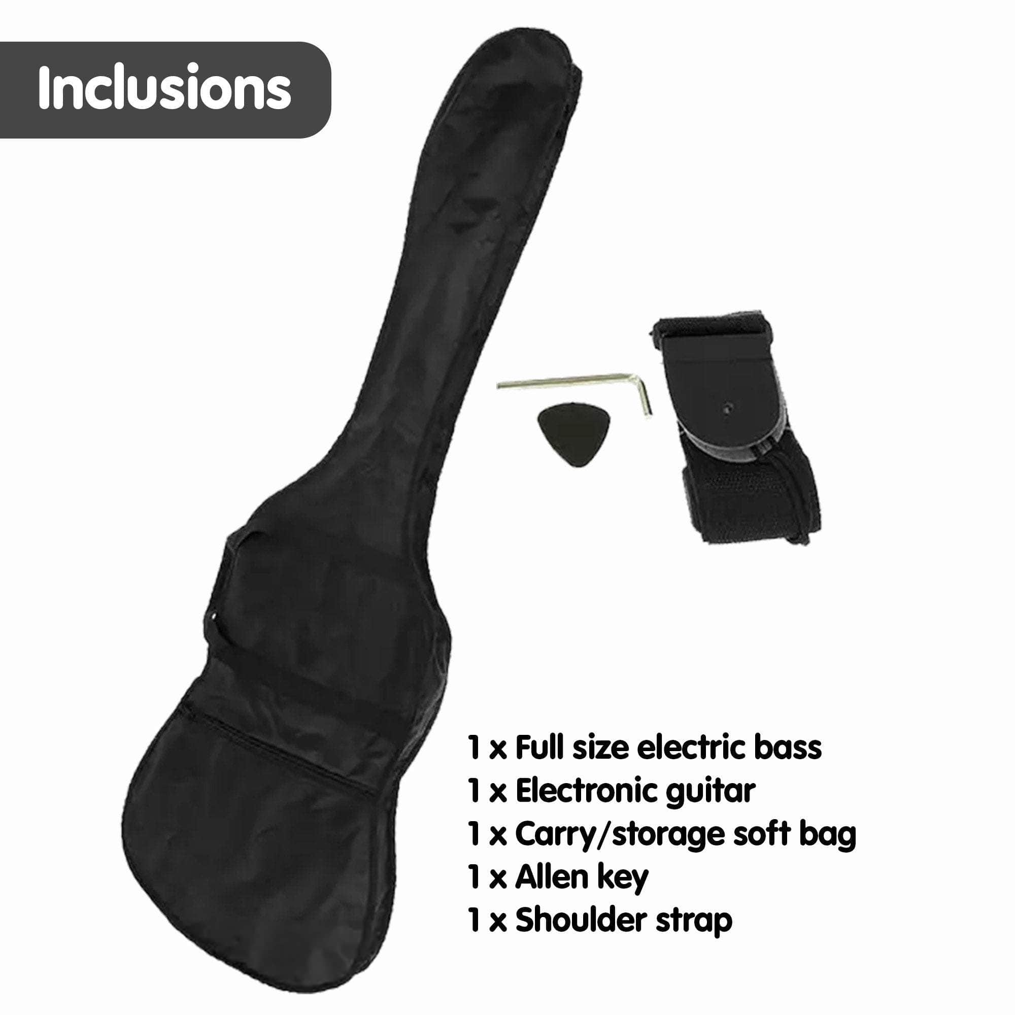 39in Electric Guitar Bass Music 4-String Instrument Full Size Black