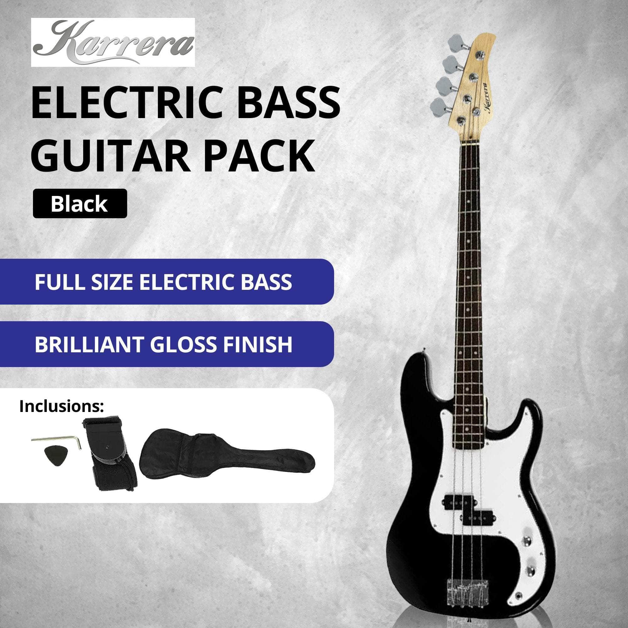 39in Electric Guitar Bass Music 4-String Instrument Full Size Black