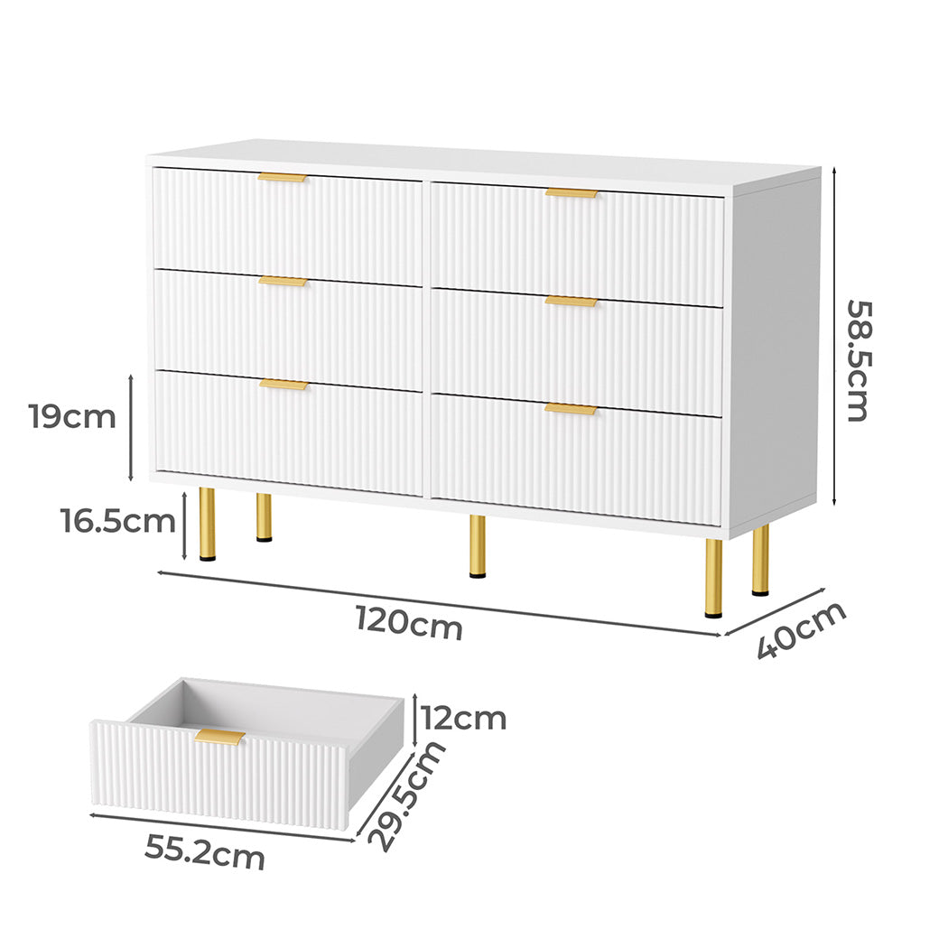 Compact Chest of 6 Drawers  Multipurpose Use Classic Durable