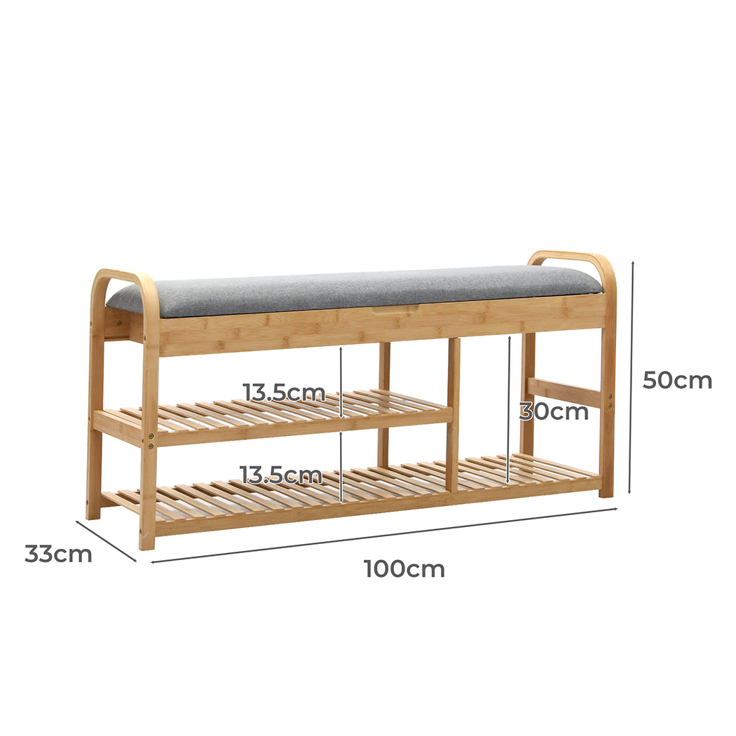 Bamboo Shoe Rack Bench Seat 82.5x30x6cm