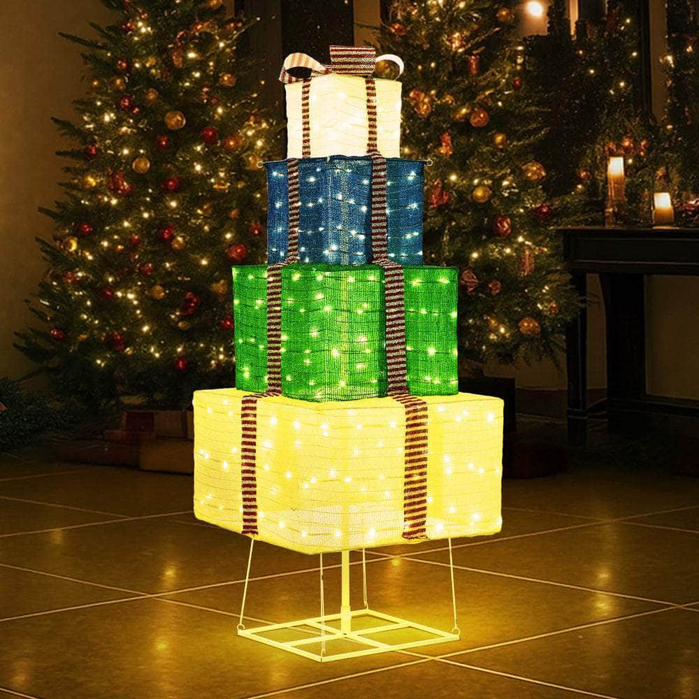 3D Christmas Light LED 142cm Gift Xmas Boxes 8 Effects