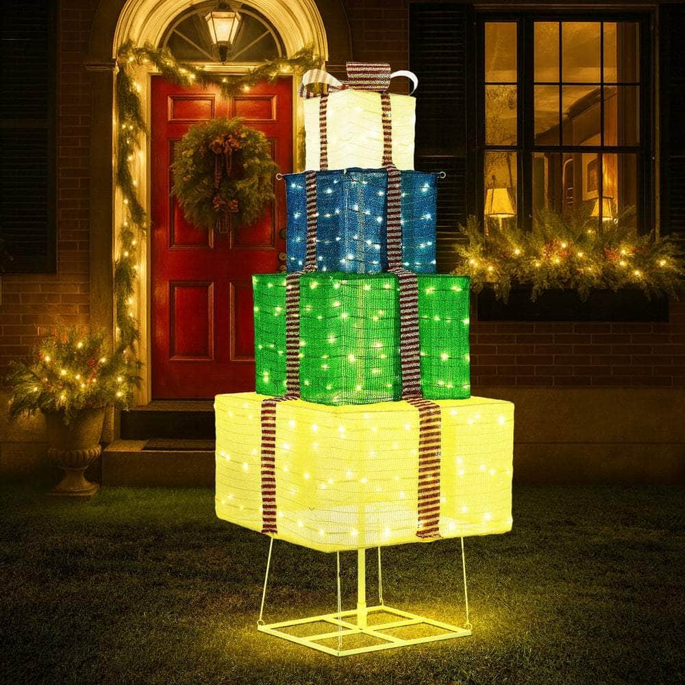 3D Christmas Light LED 142cm Gift Xmas Boxes 8 Effects