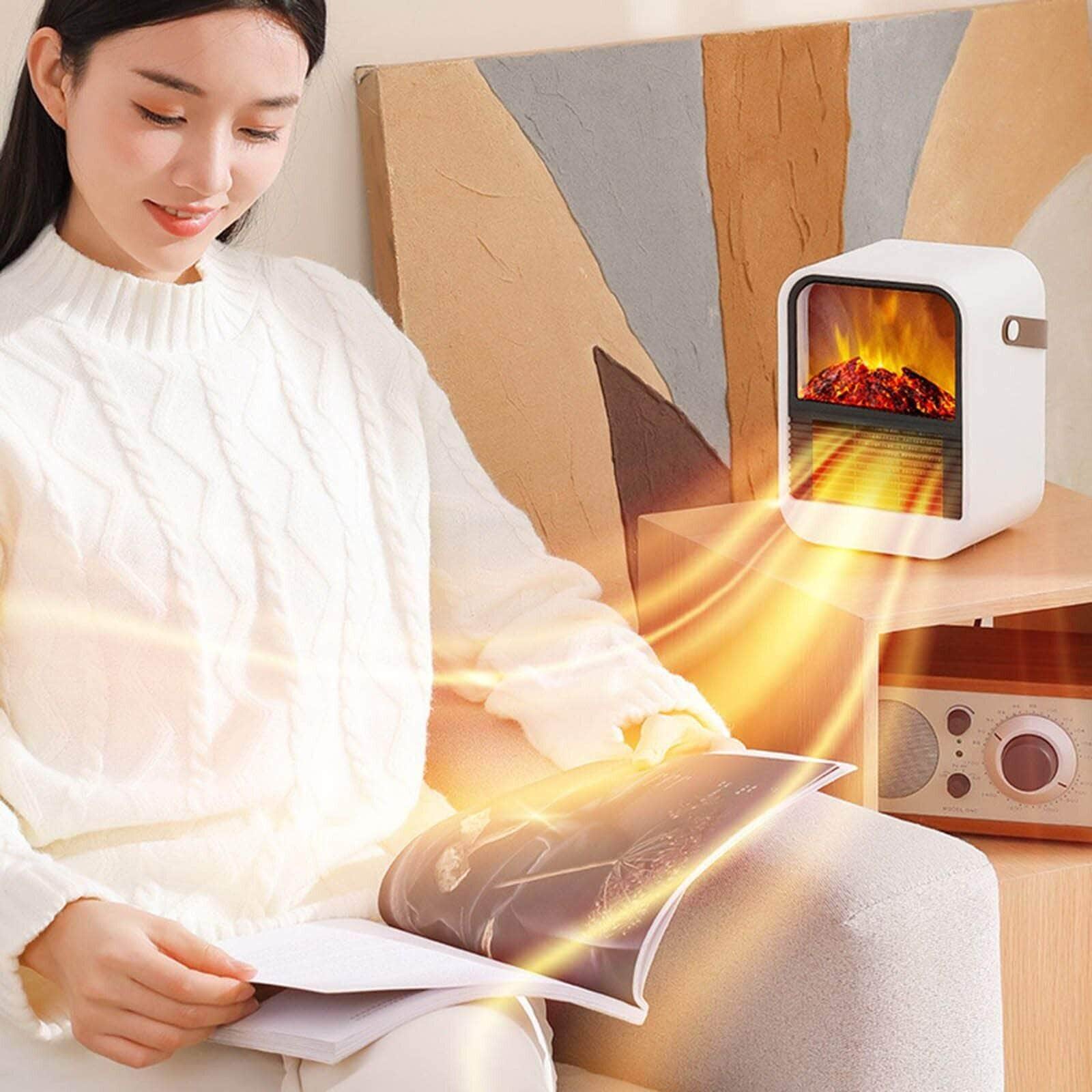 3D Flame Heater Office Desktop Heater Small Electric Heater for Home Quick