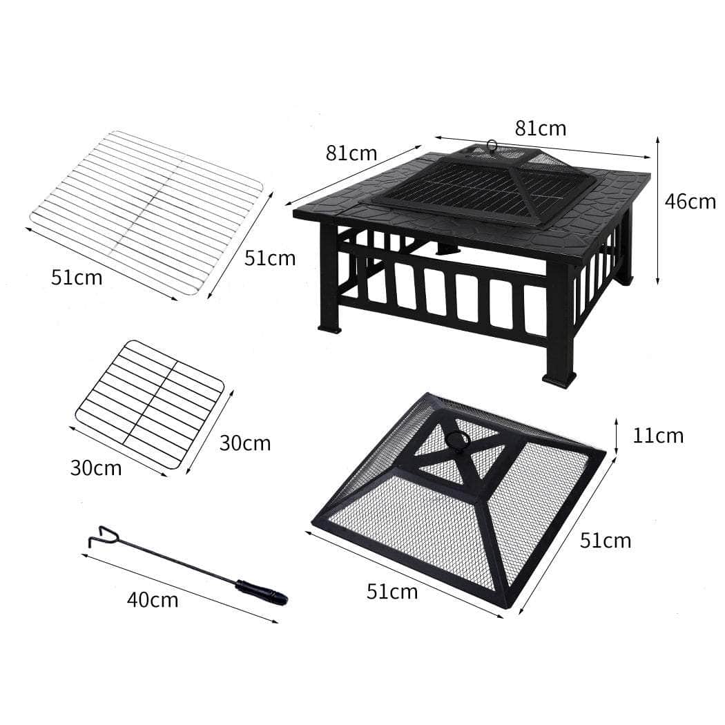 3IN1 Fire Pit BBQ Grill Pits