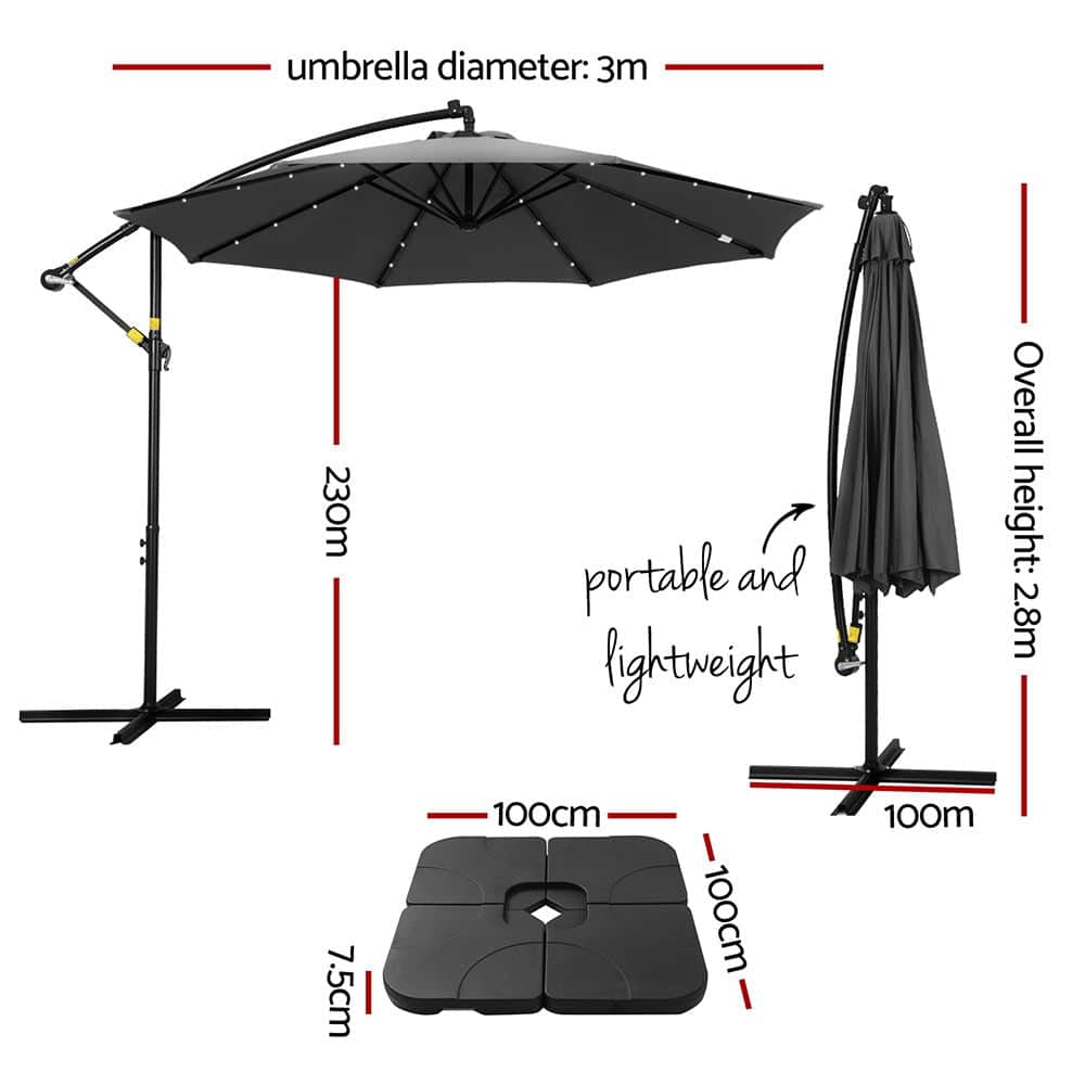 3M Outdoor Cantilever Umbrella with LED Base