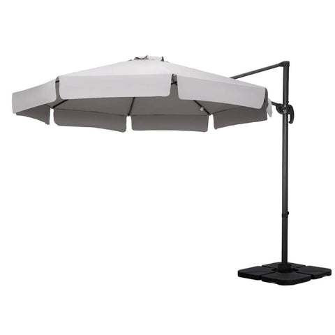 3M Outdoor Umbrella W/Base Cantilever Beach Roma 360 Degree Tilt Grey