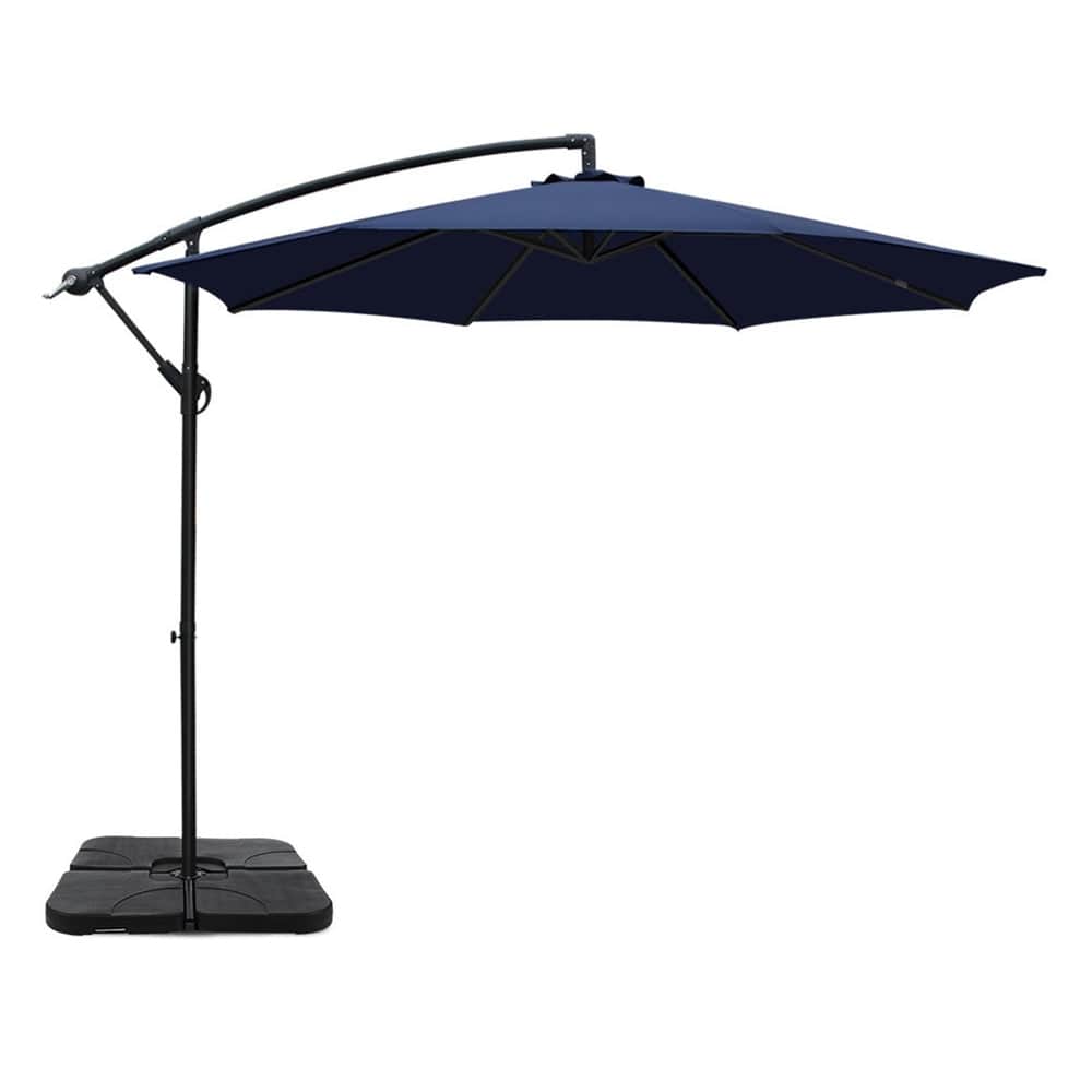 3M Umbrella W/Base Outdoor Cantilever Beach Garden Patio Parasol