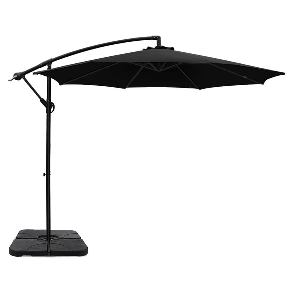 3M Umbrella W/Base Outdoor Cantilever Beach Garden Patio Parasol