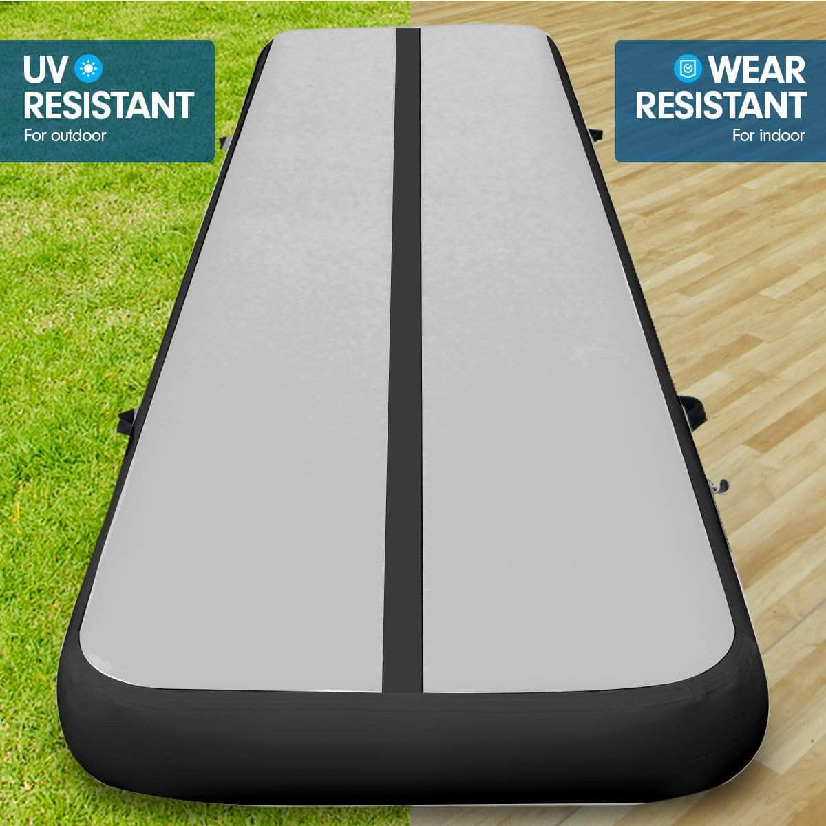 3m x 1m Air Track Inflatable Gymnastics Mat - Grey Black | Airtrack
