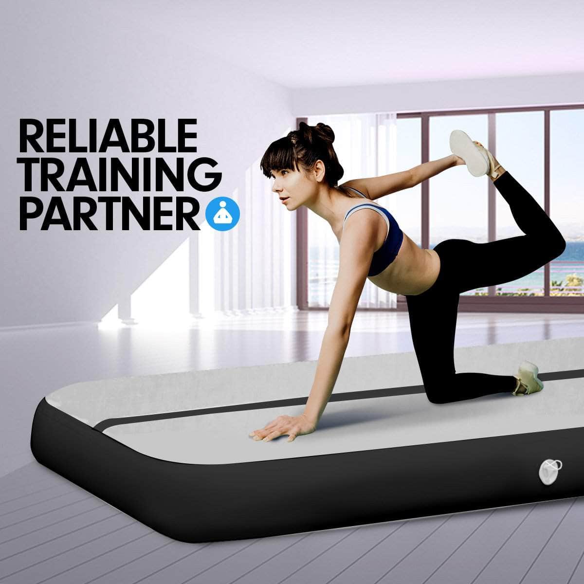 3m x 1m Air Track Inflatable Gymnastics Mat - Grey Black | Grey colour