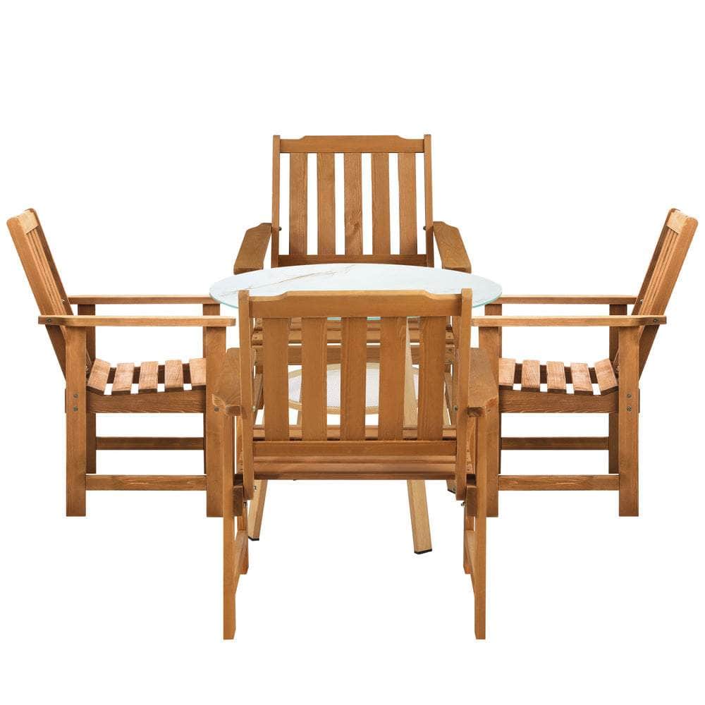 3PC/5PC Outdoor Dining Set Solid Wood Chair and Table
