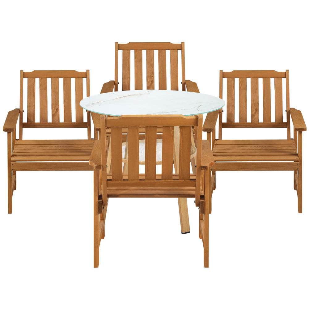 3PC/5PC Outdoor Dining Set Solid Wood Chair and Table