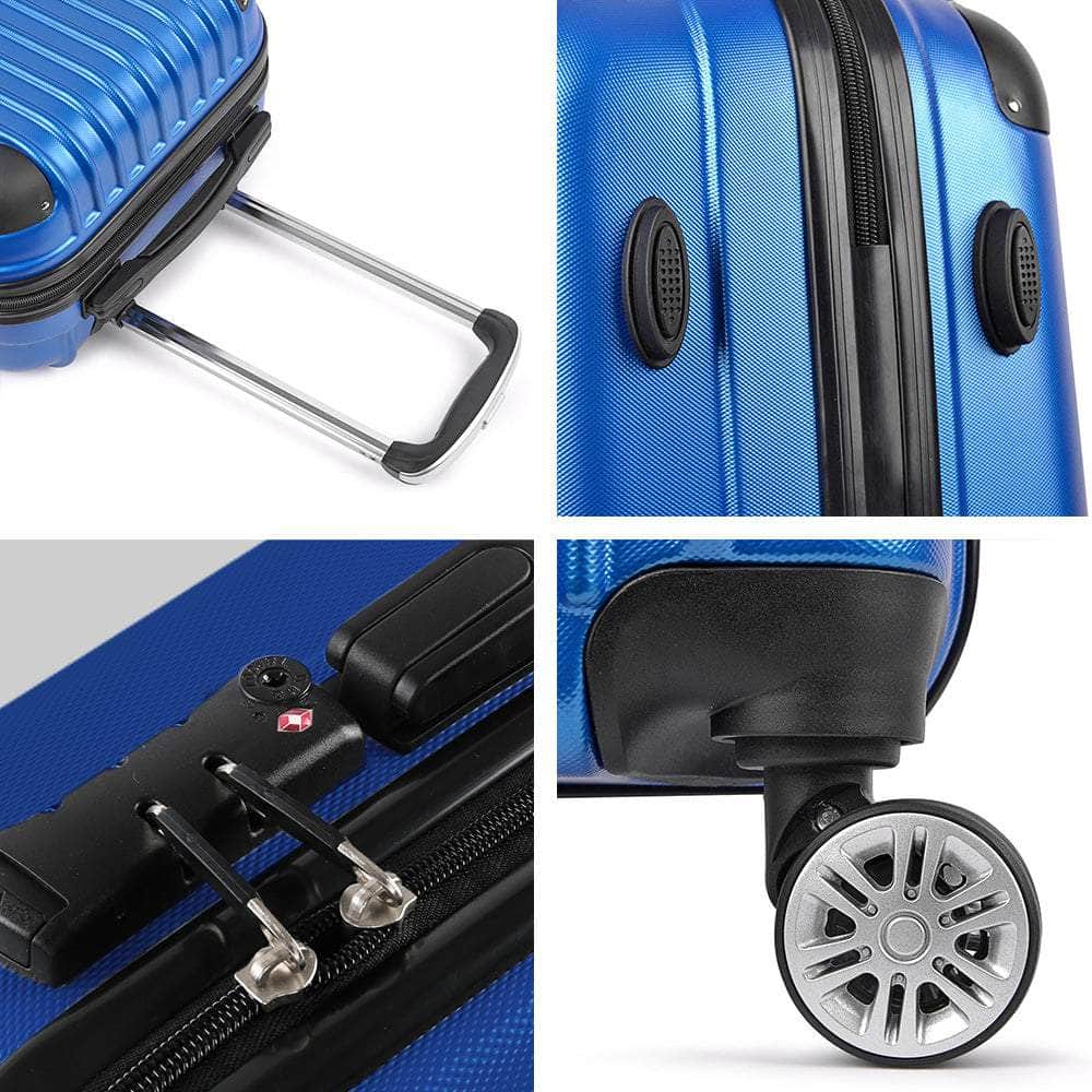 3pc Blue TSA Travel Luggage Set – Hard Case, Lightweight