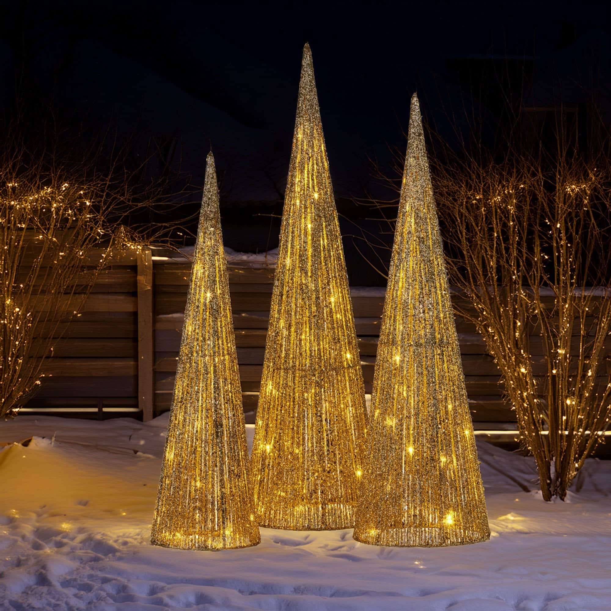 3pc Christmas Tree Indoor Outdoor Display Decoration LED Lights Front Yard Lawn - photo 7