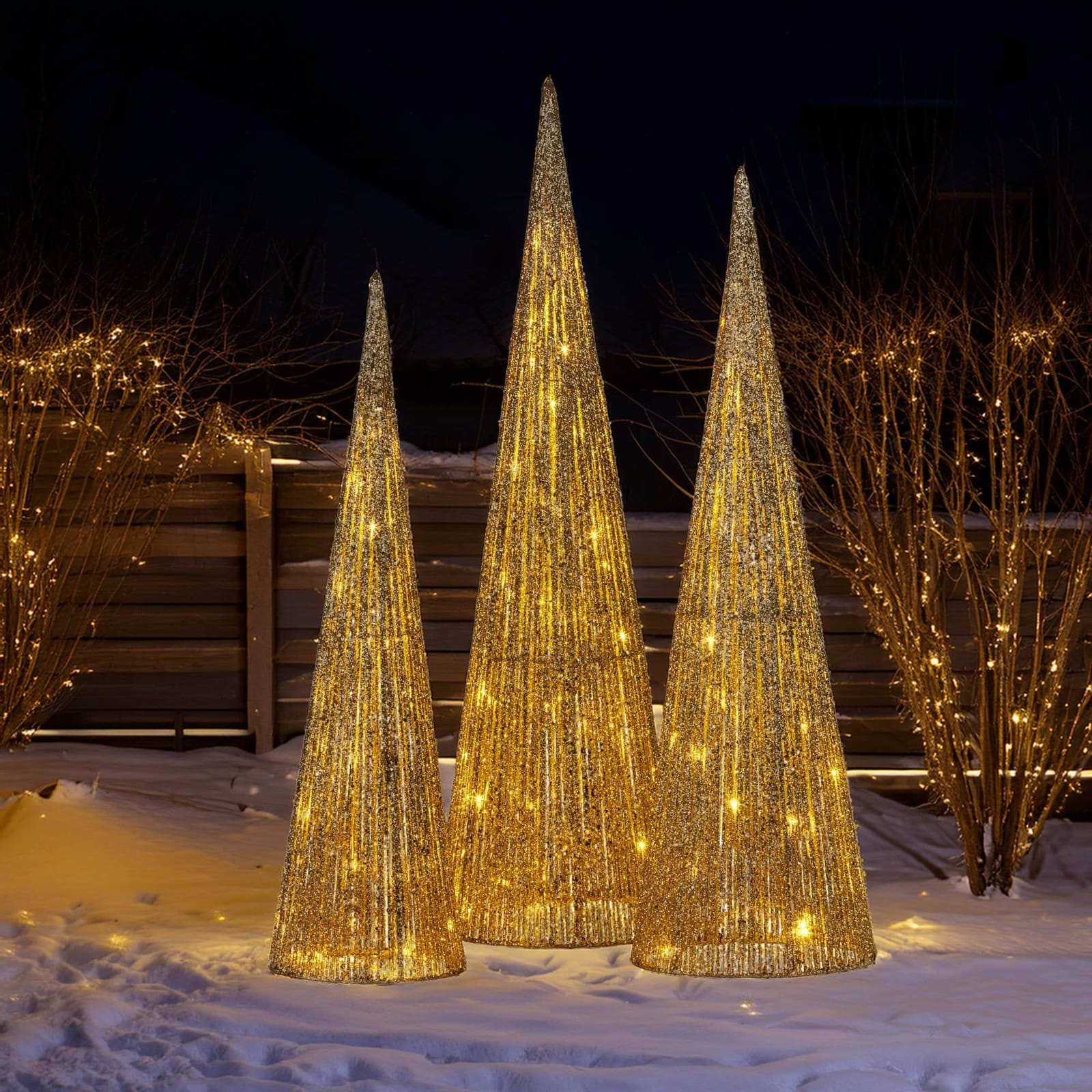 3pc Christmas Tree Indoor Outdoor Display Decoration LED Lights Front Yard Lawn - photo 11