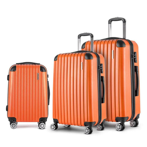 3pc Orange TSA Travel Luggage Set – Hard Case, Lightweight, Lock