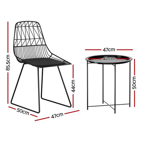 3Pc Outdoor Bistro Set Patio Furniture Lounge Chairs Table Garden