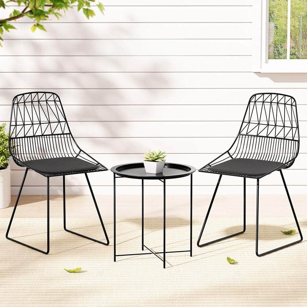 3Pc Outdoor Bistro Set Patio Furniture Lounge Chairs Table Garden
