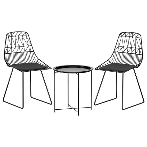 3Pc Outdoor Bistro Set Patio Furniture Lounge Chairs Table Garden