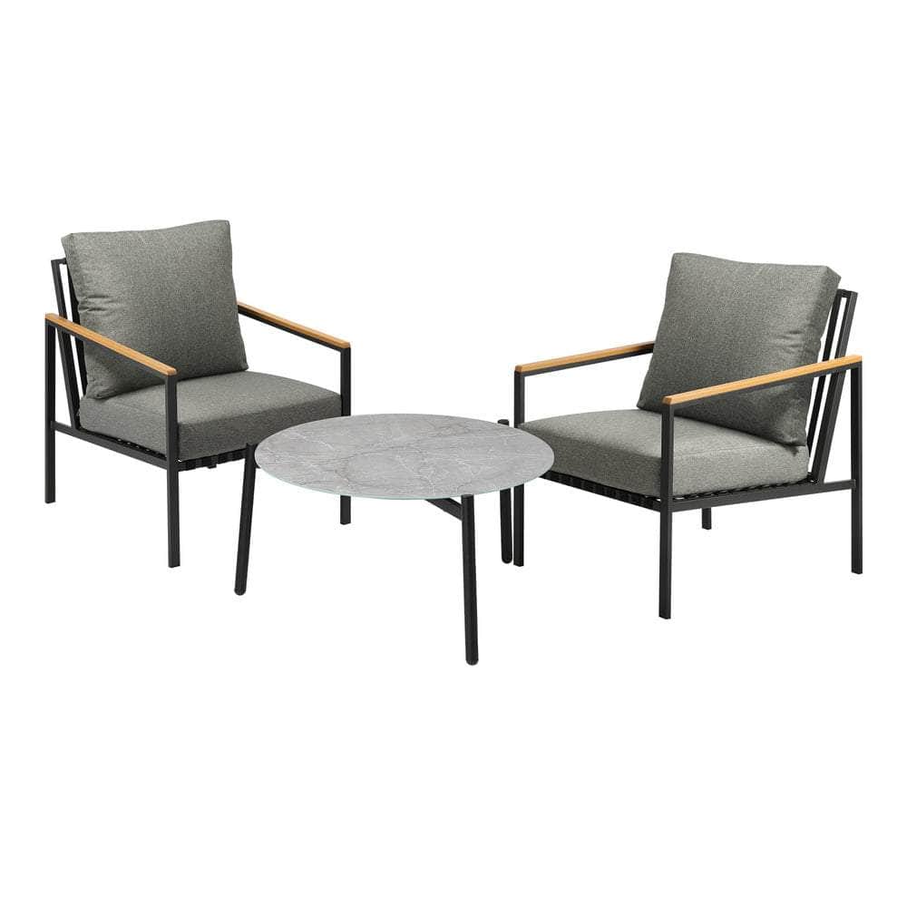 3PC Outdoor Patio Lounge Set 70cm & 50cm Coffee Table Sofa Chairs