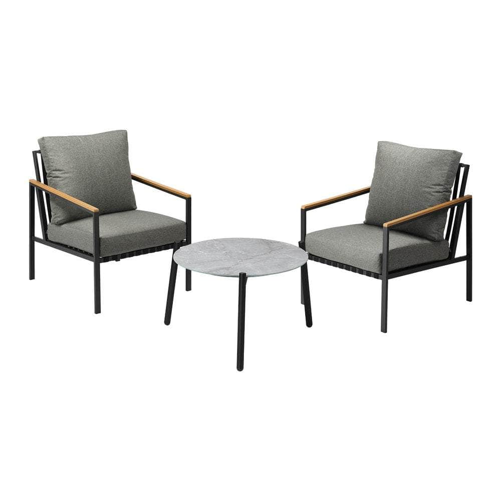 3PC Outdoor Patio Lounge Set 70cm & 50cm Coffee Table Sofa Chairs