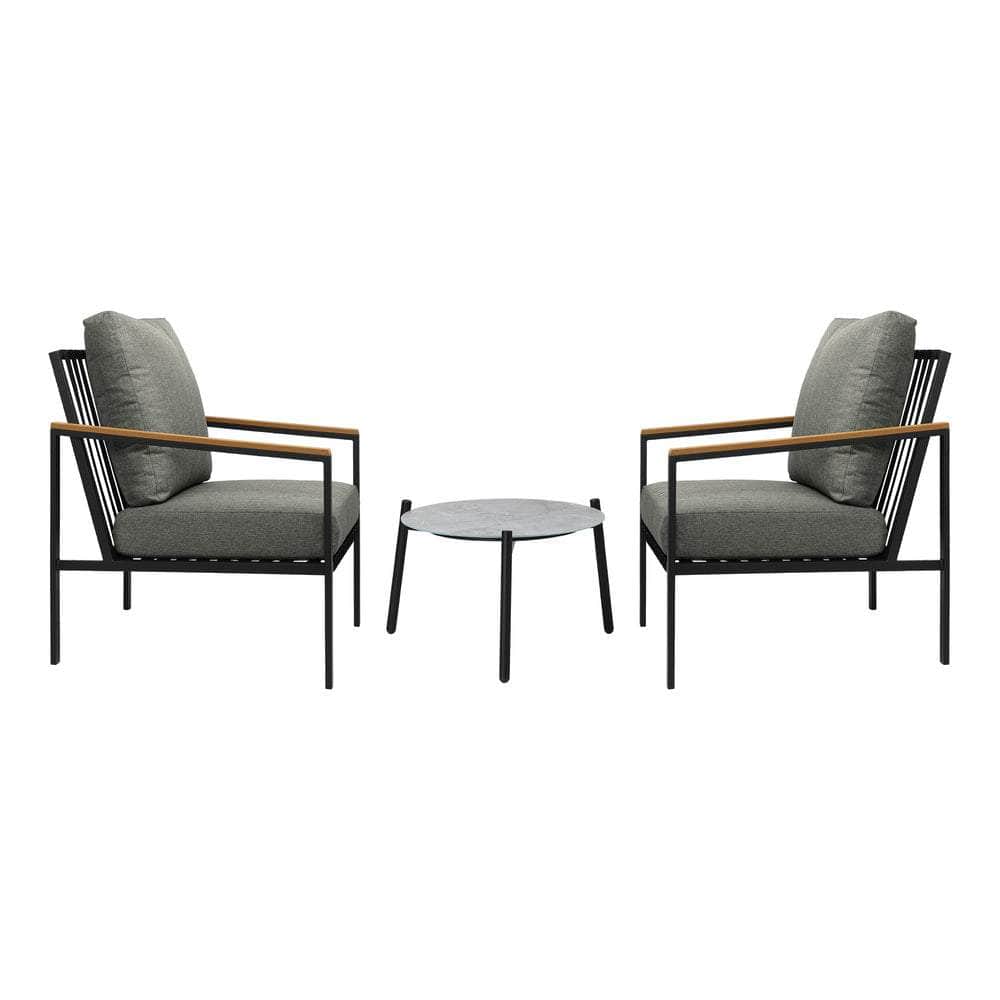 3PC Outdoor Patio Lounge Set 70cm & 50cm Coffee Table Sofa Chairs