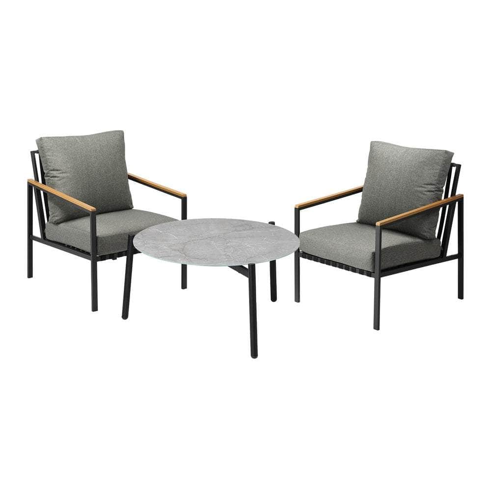3PC Outdoor Patio Lounge Set 70cm & 50cm Coffee Table Sofa Chairs