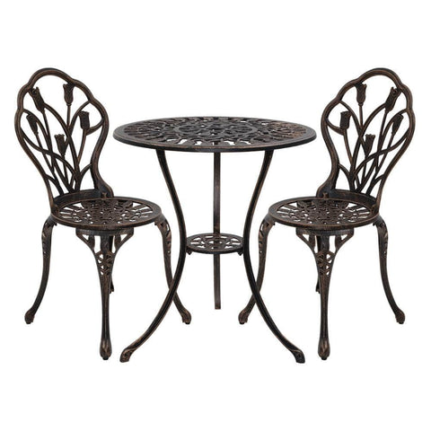 3Pc Outdoor Bistro Set - Tulip Bronze