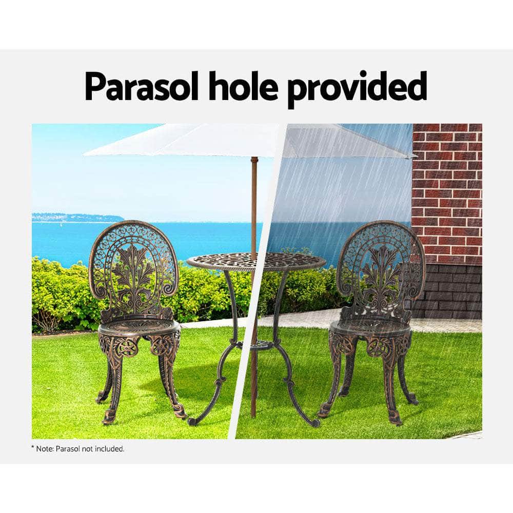 3Pc Patio Bistro Set - Aluminium Bronze