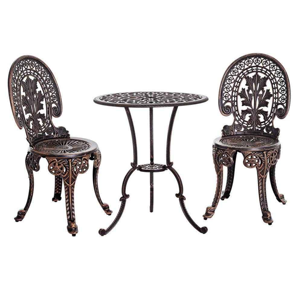 3Pc Patio Bistro Set - Aluminium Bronze