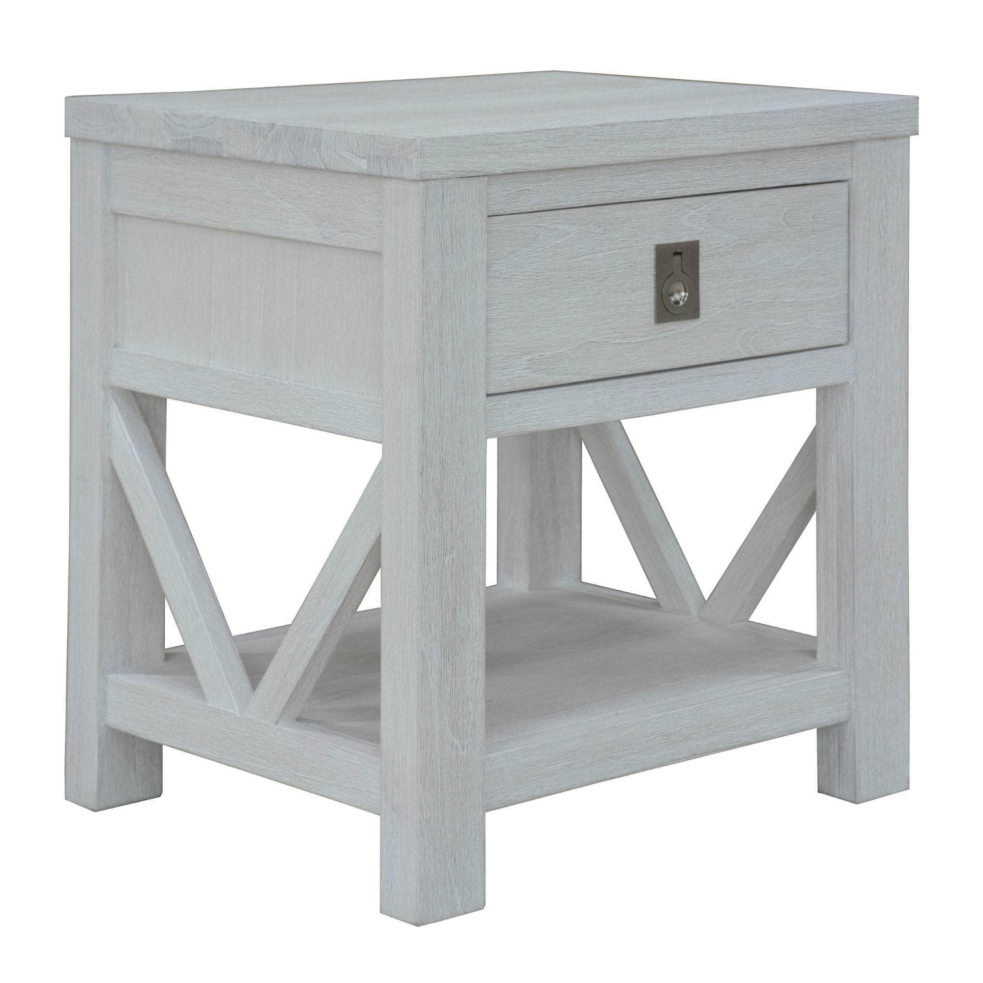 3Pc Set 2 Bedside Tallboy Storage Cabinet Side End Table White Wash