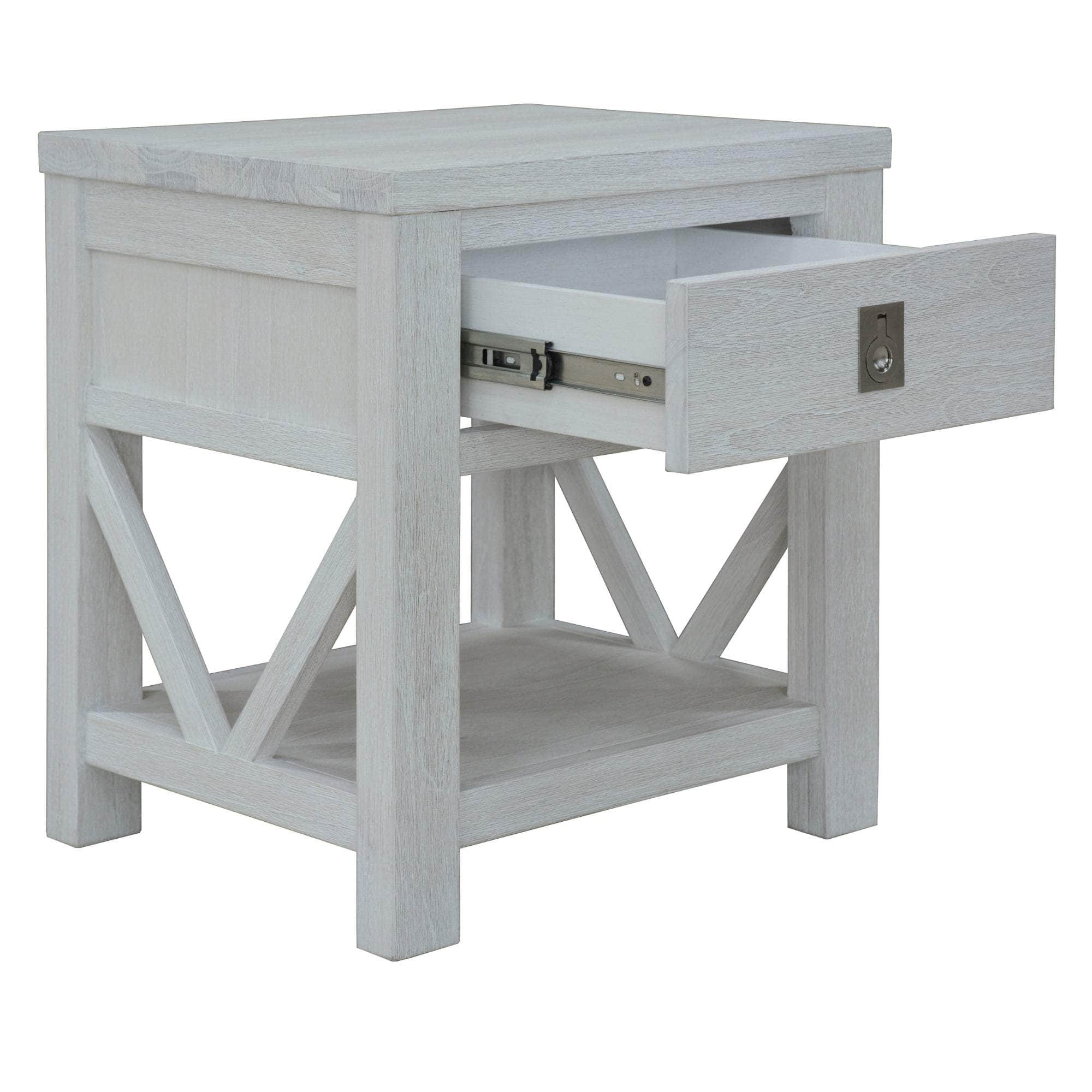 3Pc Set 2 Bedside Tallboy Storage Cabinet Side End Table White Wash