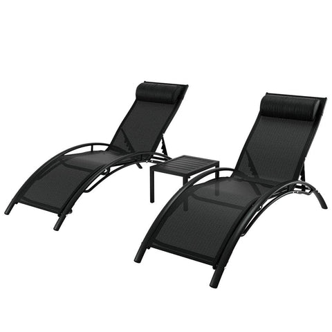Steel Table Chairs Patio Furniture Garden Lounger