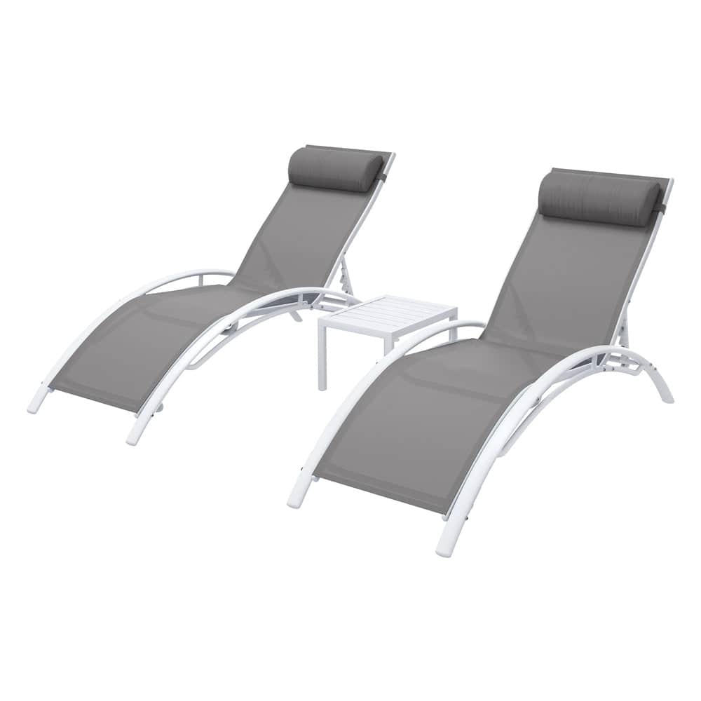 3PC Sun Lounge Outdoor Lounger Table Chairs Steel Patio Furniture Garden with Outdoor Sofas & Lounge Sets