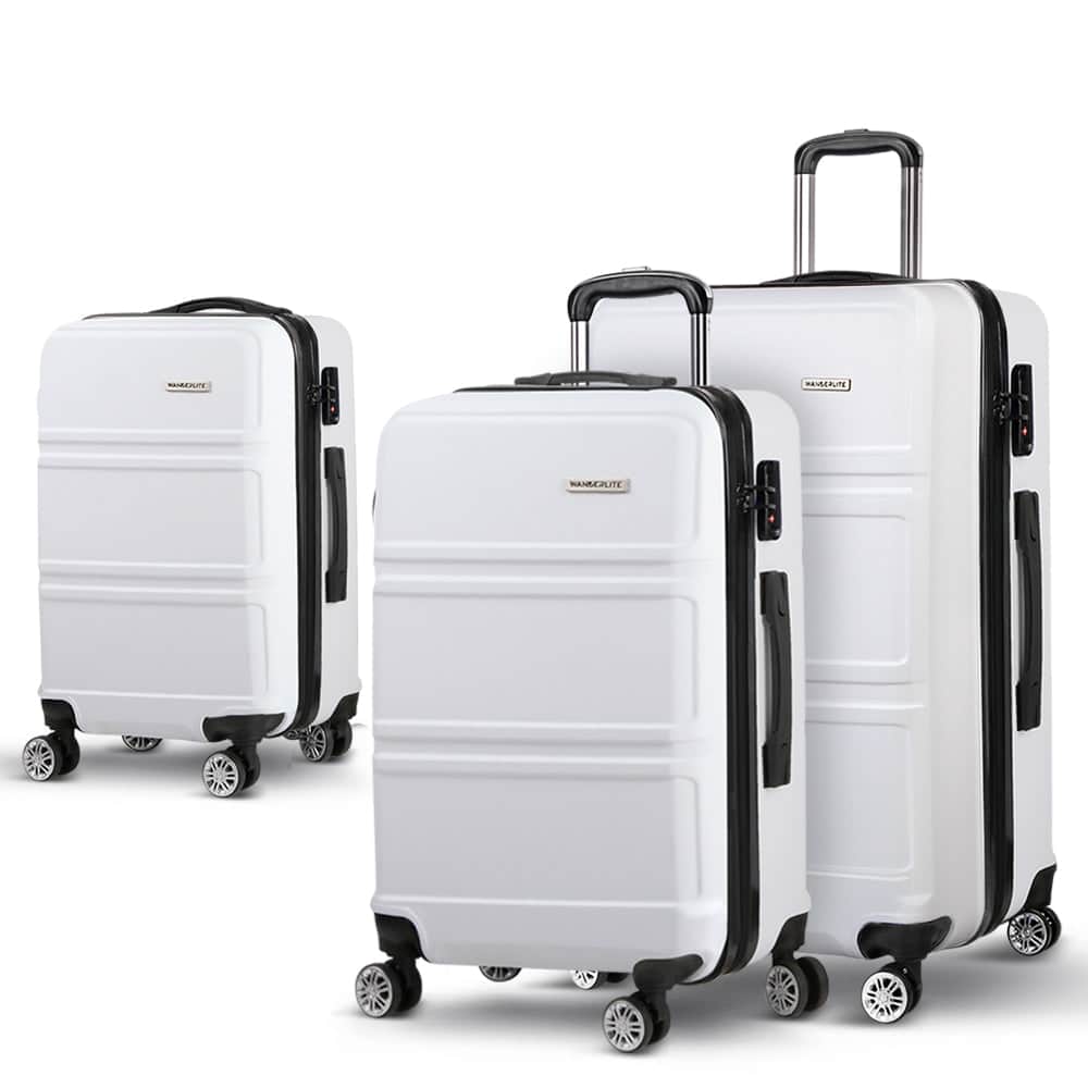 3pc White TSA Carry-On Luggage Set – Hard Case, Lightweight