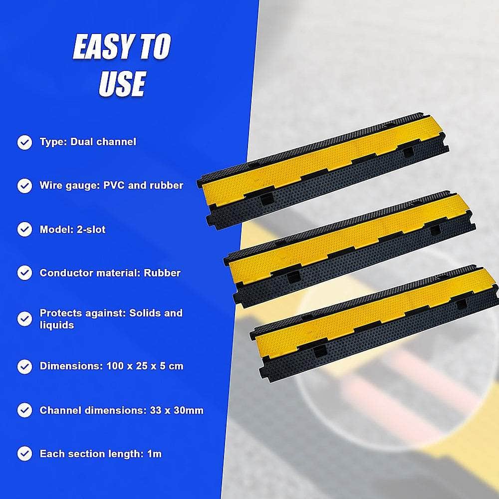 3Pcs 2-Cable Rubber Electrical Wire Cover Heavy Duty Protector