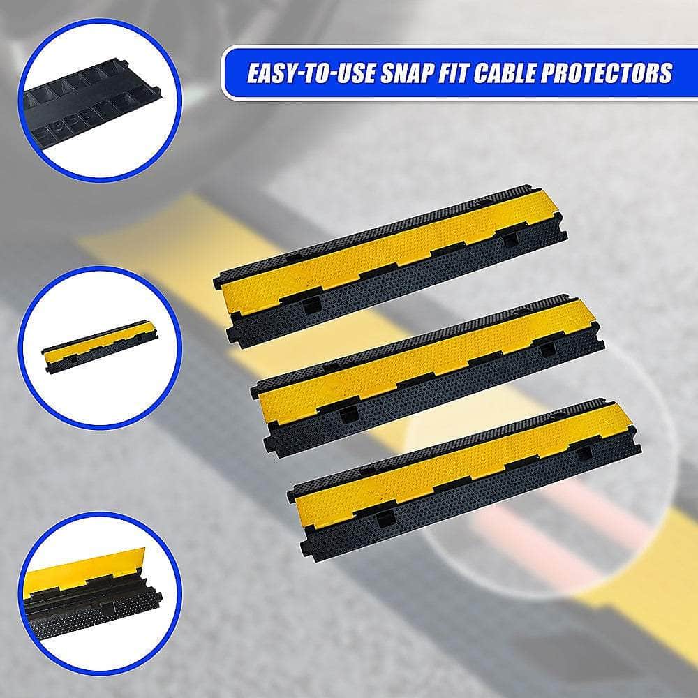 3Pcs 2-Cable Rubber Electrical Wire Cover Heavy Duty Protector