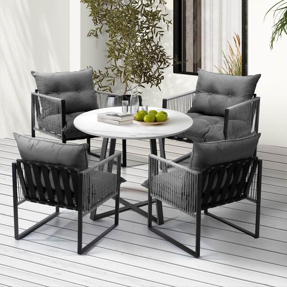 3PCS & 5PC Outdoor Dining Set Round Table and Chairs with Cushions