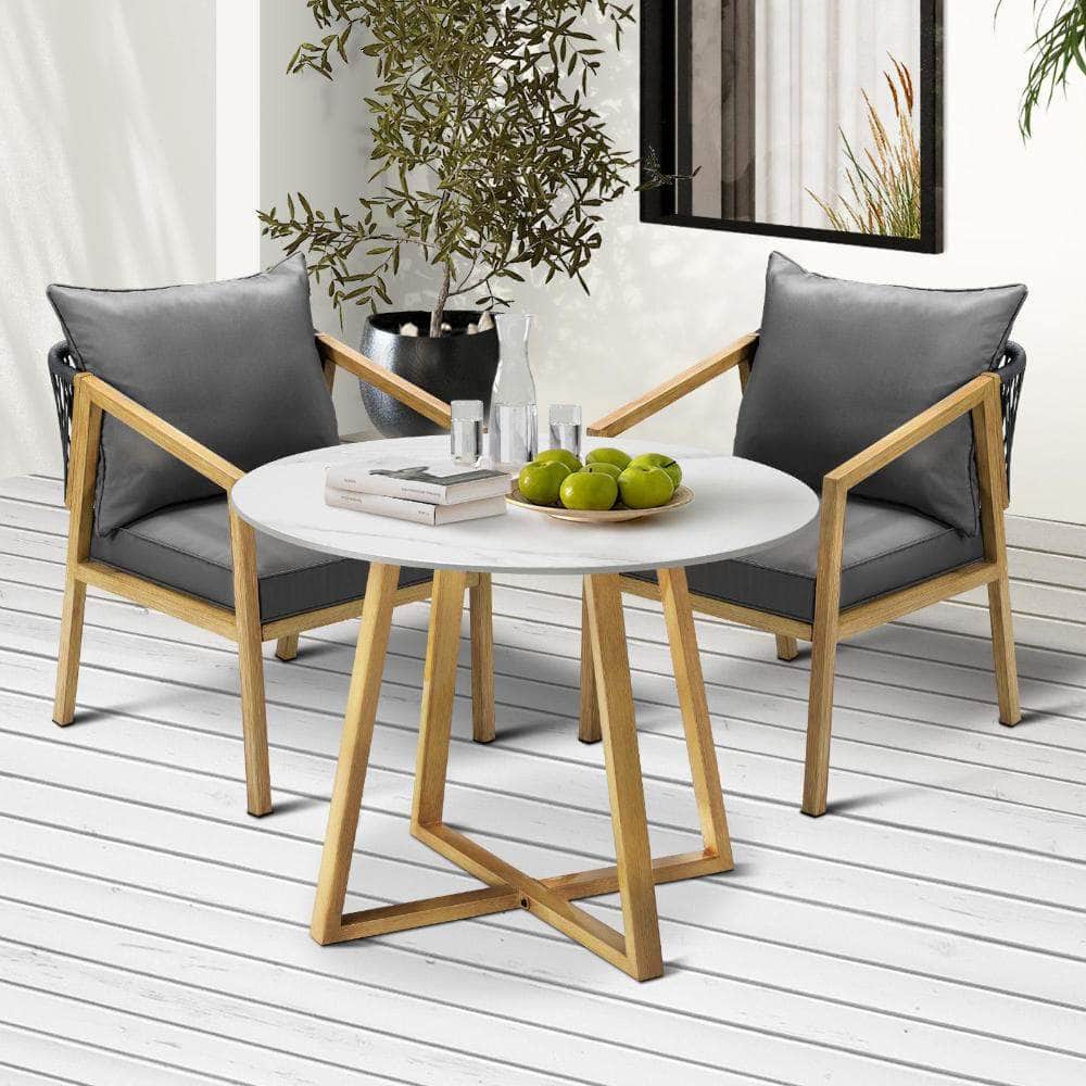 3PCS/5PCS Outdoor Dining Set 90cm Table&Lounge Chairs