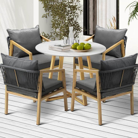 3PCS/5PCS Outdoor Dining Set 90cm Table&Lounge Chairs