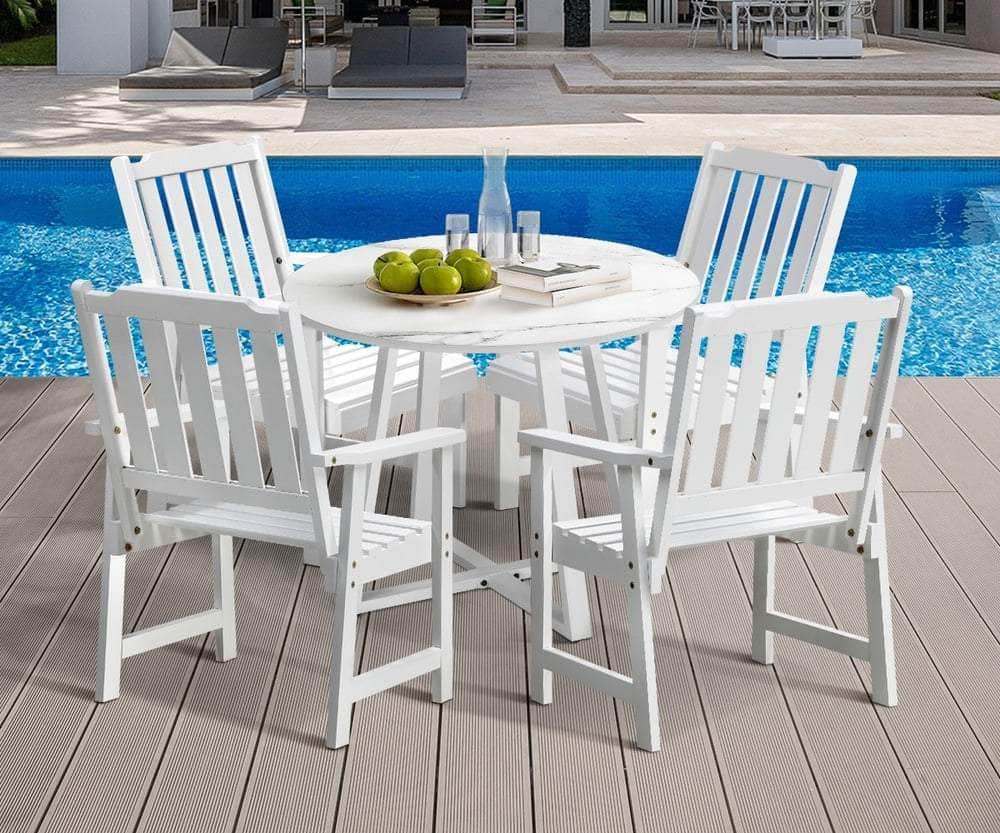 3PCS & 5PCS Outdoor Dining Set with Table & Solid Wood Chairs for Patio Use