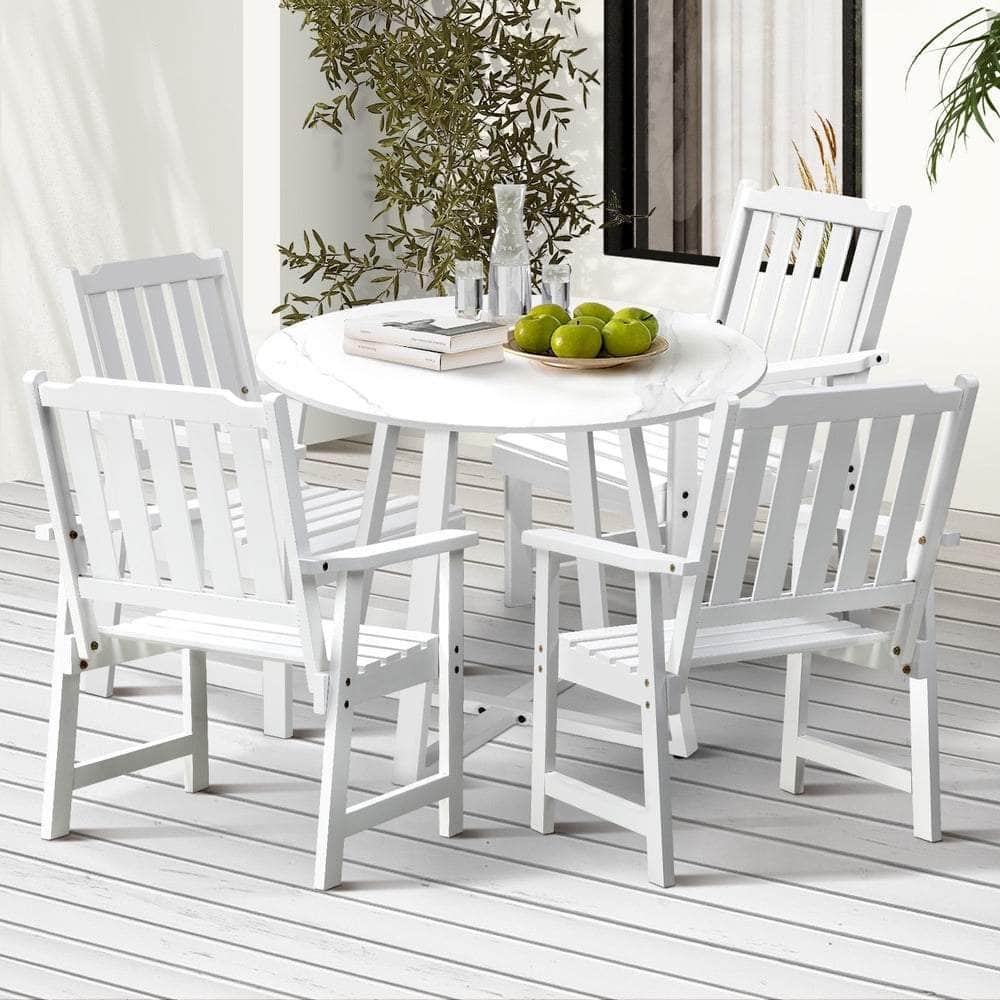 3PCS & 5PCS Outdoor Dining Set with Table & Solid Wood Chairs for Patio Use