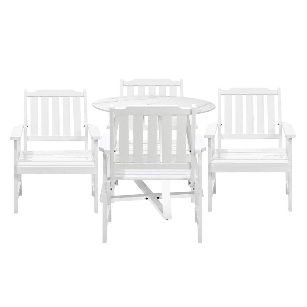 3PCS & 5PCS Outdoor Dining Set with Table & Solid Wood Chairs for Patio Use